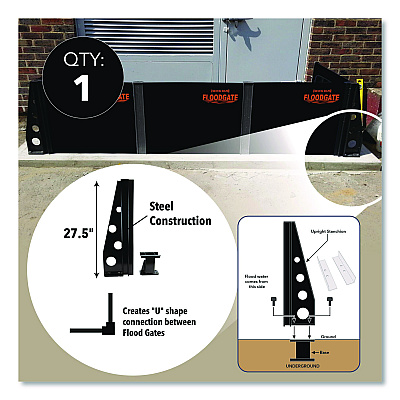 Quick Dam Flood Gate 3-Way Stanchion Set, 11" x 36" x 7" (QDFGST3WC)