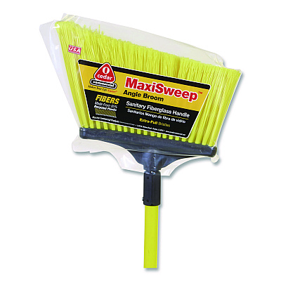 Nexstep Commercial Products MaxiSweep Angle Broom With Fiberglass Handle, 57" Overall Length, Yellow/Black (91355)
