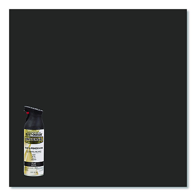 Rust-Oleum Universal Premium Spray Paint, Flat Black, 12 oz Aerosol Can, 6/Carton (245198)