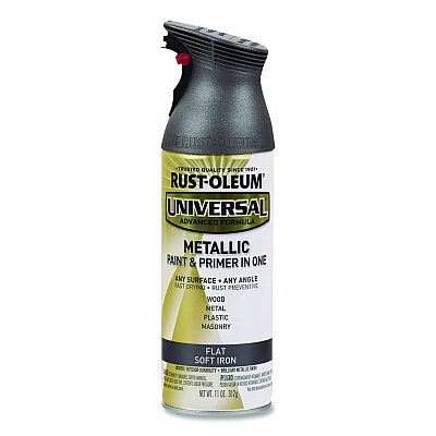 Rust-Oleum Universal Premium Spray Paint, Flat Iron, 12 oz Aerosol Can, 6/Carton (271473)