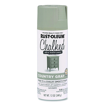 Rust-Oleum Ultra Matte Chalked Paint, Matte Country Gray, 12 oz Aerosol Can, 6/Carton (302593)