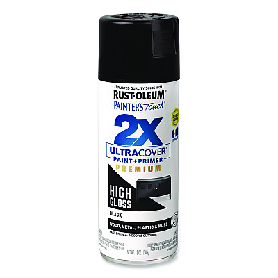 Rust-Oleum Painter's Touch 2X Ultra Cover Spray Paint, High Gloss Black, 12 oz Aerosol Can (331172EA)