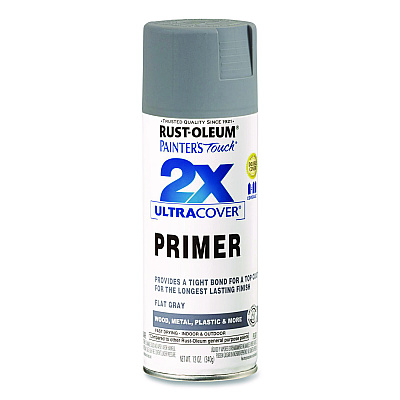 Rust-Oleum Painter's Touch 2X Ultra Cover Spray Paint, Flat Gray, 12 oz Aerosol Can, 6/Carton (334017)