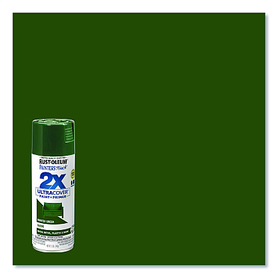 Rust-Oleum Painter's Touch 2X Ultra Cover Spray Paint, Gloss Hunter Green, 12 oz Aerosol Can, 6/Carton (334034)