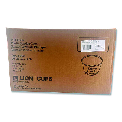 Plastifar Plastic Cold Cups, Sundae, 8 oz, Clear, 1,000/Carton (18439)