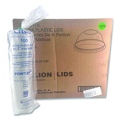Plastifar PET Lids, Fits 5 oz and 8 oz Sundae Cup, 100/Sleeve, 10/Sleeves/Carton (18431)