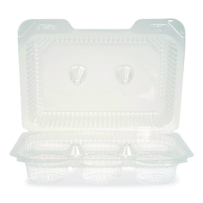 Plastifar Bakery Containers, Muffin/Cupcake, 7.25 x 9.88 x 3.13, Clear, 250/Carton (18200)