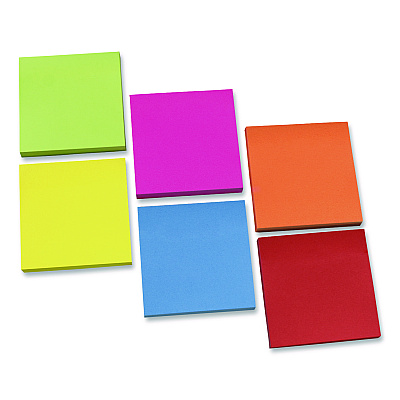 Universal Ultra Sticky Note Pads, 3" x 3", Assorted, 100 Sheets/Pad, 12 Pads/Pack (35632)