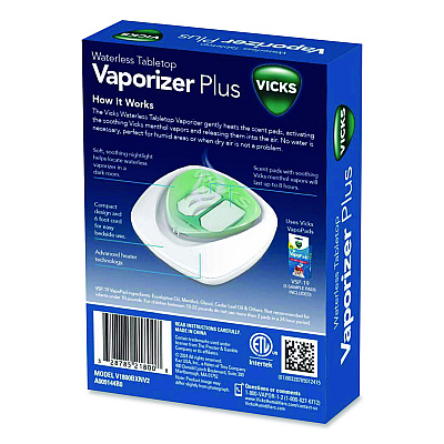 Vicks Waterless Tabletop Vaporizer Plus,1.9 x 5.3 x 7.5, White/Mint Green (V1800BXNV2)