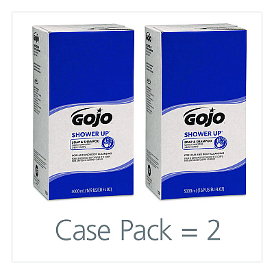 GOJO SHOWER UP Soap and Shampoo, Clean, 5,000 mL Refill Bag, 2/Carton (753002CT)