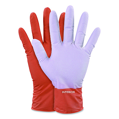GloveWorks by AMMEX Ultra Industrial Flock-Lined Nitrile Disposable Gloves, Medium, 8 mil Thick, 9.06" Long, Orange, 50/Box, 10 Boxes/Carton (GWUOFN44050)