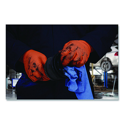 GloveWorks by AMMEX Ultra Industrial Flock-Lined Nitrile Disposable Gloves, X-Large, 6 mil Thick, 9.06" Long, Orange, 50/Box, 10 Boxes/Carton (GWUOFN48050)