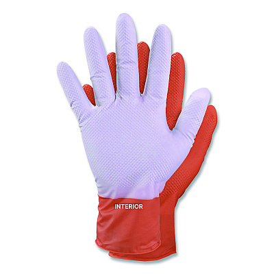 GloveWorks by AMMEX Ultra Industrial Flock-Lined Nitrile Disposable Gloves, X-Large, 6 mil Thick, 9.06" Long, Orange, 50/Box, 10 Boxes/Carton (GWUOFN48050)