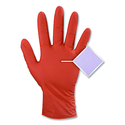 GloveWorks by AMMEX Ultra Industrial Flock-Lined Nitrile Disposable Gloves, XX-Large, 6 mil Thick, 9.06" Long, Orange, 50/Box, 10 Boxes/Carton (GWUOFN49050)