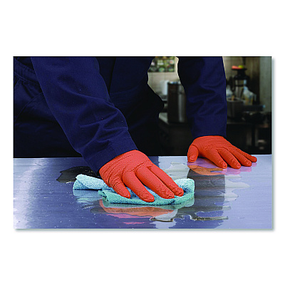 GloveWorks by AMMEX Ultra Industrial Flock-Lined Nitrile Disposable Gloves, XX-Large, 6 mil Thick, 9.06" Long, Orange, 50/Box, 10 Boxes/Carton (GWUOFN49050)