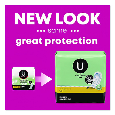 U by U by U by Kotex Security Regular Maxi Pads, Unscented, 48/Pack (47240)