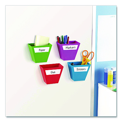 Learning Resources Magnetic Create-a-Space Storage Bins, 2" x 3.75" Assorted Colors, 4 Bins (LER3807)