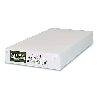 American Eagle Paper Mills Recycled Multipurpose Paper, 92 Bright, 20 lb Bond Weight, 8.5 x 14, White, 500/Ream, 5 Reams/Carton (31550502CT)