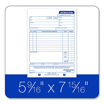 Adams Multipart Job Work Order Pad, Three-Part Carbonless, 5.56 x 7.94, 33 Forms Total (T5868)