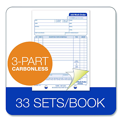 Adams Multipart Job Work Order Pad, Three-Part Carbonless, 5.56 x 7.94, 33 Forms Total (T5868)