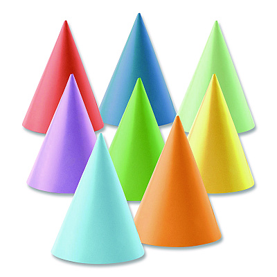 PUKKA PAD Bright Party Hats, Paper, 4.3 x 6, Assorted Bright Colors, 24/Pack, 2 Packs/Box (648)
