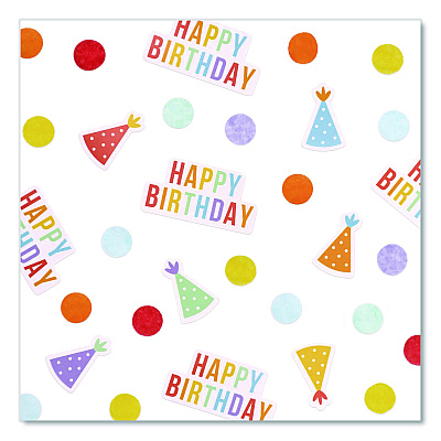 PUKKA PAD Bright Birthday Confetti, Circles, Happy Birthday, Hats Shaped, 1 x 2, Assorted Colors, 3/Pack, 2 Packs/Box (657)