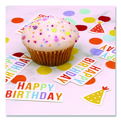 PUKKA PAD Bright Birthday Confetti, Circles, Happy Birthday, Hats Shaped, 1 x 2, Assorted Colors, 3/Pack, 2 Packs/Box (657)