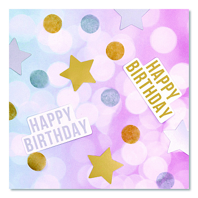 PUKKA PAD Gold and Silver Birthday Confetti, Circles, Stars, Happy Birthday Shaped, 1 x 2, Gold/Silver, 3/Pack, 2 Packs/Box (658)