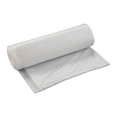 Inteplast Group High-Density Commercial Can Liners, 45 gal, 17 mic, 40" x 48", Clear, Interleaved Roll, 25 Bags/Roll, 10 Rolls/Carton (IBSS404817N)