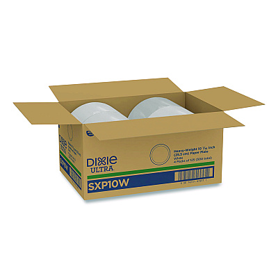 Dixie Ultra Heavy-Weight Paper Plates, 10" dia, White, 125/Pack, 4 Packs/Carton (SXP10W)