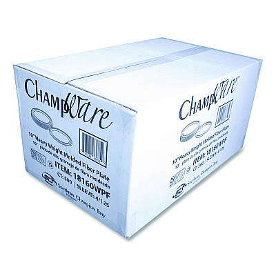 SCT ChampWare Molded Fiber Tableware, Molded Fiber Plate, 10" dia, White, 125 Plates/Sleeve, 4 Sleeves/Carton (18160WPF)