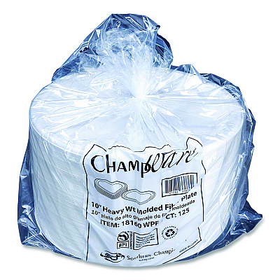 SCT ChampWare Molded Fiber Tableware, Molded Fiber Plate, 10" dia, White, 125 Plates/Sleeve, 4 Sleeves/Carton (18160WPF)