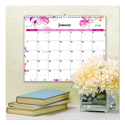 Blue Sky Lindley Monthly Wall Calendar, Floral Artwork, 15 x 12, White/Pink/Red Sheets, 12-Month (Jan to Dec): 2026 (117888)