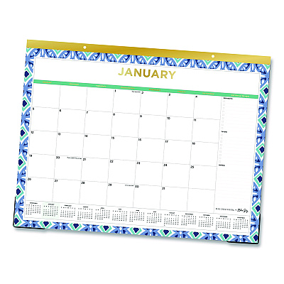 Blue Sky Tile Monthly Desk Pad Calendar, Geometric Artwork, 22 x 17, White/Blue/Green Sheets, 12-Month (Jan to Dec): 2026 (133694)