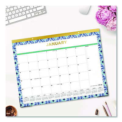 Blue Sky Tile Monthly Desk Pad Calendar, Geometric Artwork, 22 x 17, White/Blue/Green Sheets, 12-Month (Jan to Dec): 2026 (133694)