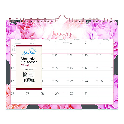 Blue Sky Joselyn Monthly Wall Calendar, Floral Artwork, 11 x 8.75, White/Multicolor Sheets, 12-Month (Jan to Dec): 2026 (147480)