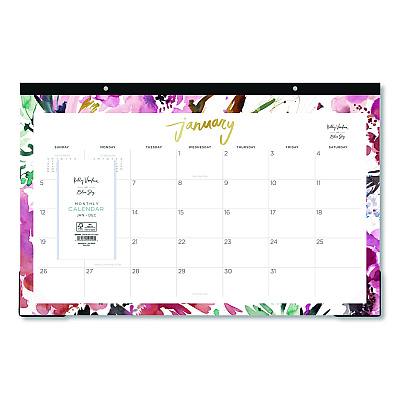 Blue Sky Kelly Ventura Magenta Bloom Desk Pad Calendar, 17 x 11, Floral Artwork, White/Multicolor Sheets, 12-Month (Jan to Dec): 2026 (149057)