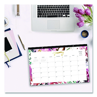 Blue Sky Kelly Ventura Magenta Bloom Desk Pad Calendar, 17 x 11, Floral Artwork, White/Multicolor Sheets, 12-Month (Jan to Dec): 2026 (149057)