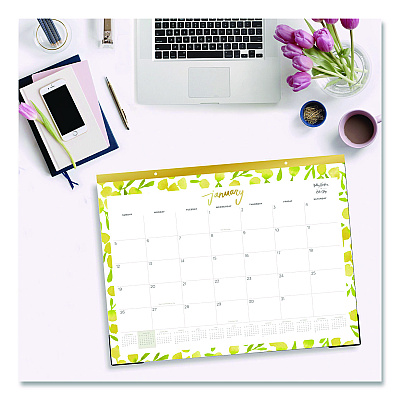Blue Sky Mimosa Monthly Desk Pad Calendar, 22 x 17, Lemon Artwork, White/Yellow/Green Sheets, 12-Month (Jan to Dec): 2026 (149063)