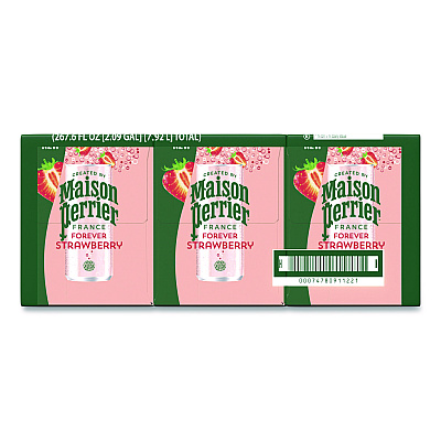 Nestl Maison Perrier Sparkling Water, 11.15 oz Can, Strawberry, 8 Cans/Box (91122)