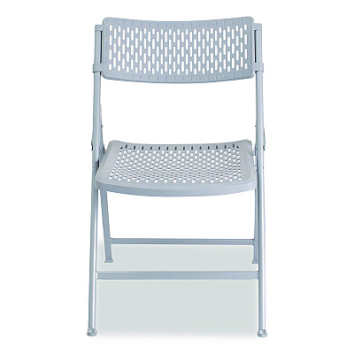 NPS AirFlex Series Premium Polypropylene Folding Chair, Supports 1,000 lbs, 17.25" Seat Height, Platinum Seat/Back/Base, 4/Carton (1412)
