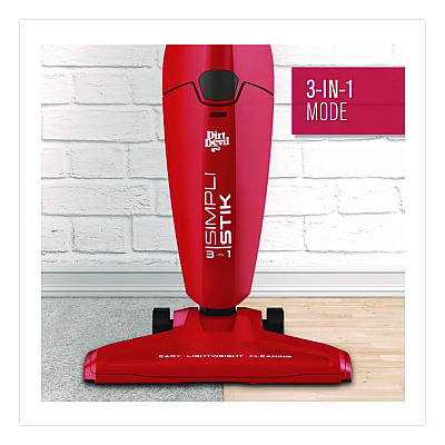Hoover SimpliStick Bagless Stick Vacuum, 9" Cleaning Path, Red (SD20000VR)