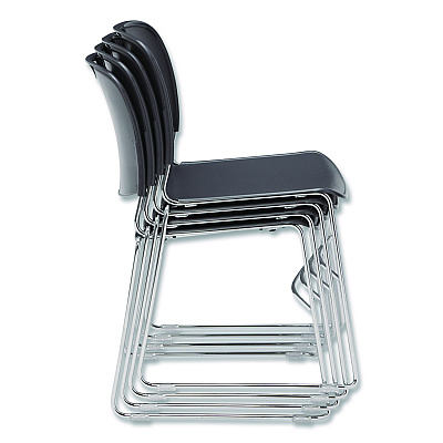 NPS 8500 Series Ultra-Compact Plastic Stack Chair, Supports Up to 500 lbs, 17" Seat Height, Gray Seat/Back, Chrome Base, 4/Carton (85024)