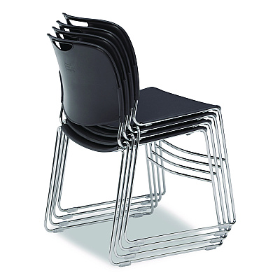 NPS 8500 Series Ultra-Compact Plastic Stack Chair, Supports Up to 500 lbs, 17" Seat Height, Gray Seat/Back, Chrome Base, 4/Carton (85024)