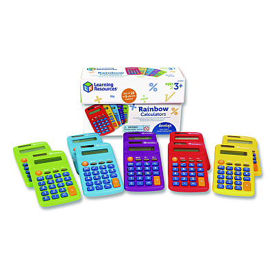 Learning Resources Rainbow Calculators, 8-Digit, LCD, 10 Calculators (LER0014)