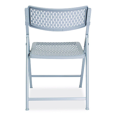 NPS AirFlex Series Premium Polypropylene Folding Chair, Supports 1,000 lbs, 17.25" Seat Height, Platinum Seat/Back/Base, 4/Carton (1412)