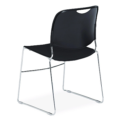 NPS 8500 Series Ultra-Compact Plastic Stack Chair, Supports Up to 500 lbs, 17" Seat Height, Black Seat/Back, Chrome Base, 4/CT (85104)