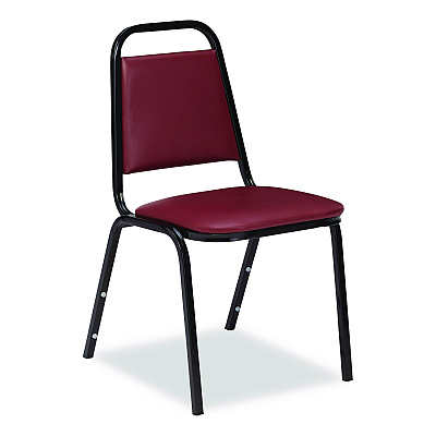 NPS 9100 Series Vinyl Upholstered Stack Chair, Supports Up to 300 lbs, 18" Seat Height, Burgundy Seat/Back, Black Base, 4/Carton (9108B4)