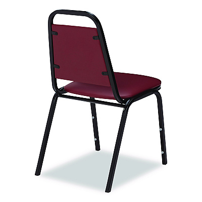 NPS 9100 Series Vinyl Upholstered Stack Chair, Supports Up to 300 lbs, 18" Seat Height, Burgundy Seat/Back, Black Base, 4/Carton (9108B4)