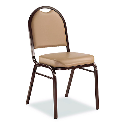 NPS 9200 Series Premium Upholstered Stack Chair, Vinyl, Supports 500 lb, 19" Seat Ht, French Beige Seat/Back, Mocha Base, 2/Pack (9201M2)